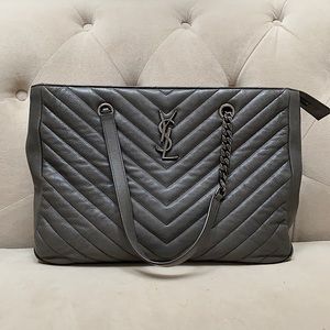 YSL Large Chevron Matellase Quilted Bag with dust cover and authenticity card.